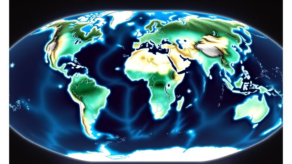 Illustration d'une carte météorologique satellitaire affichant des données climatiques complexes